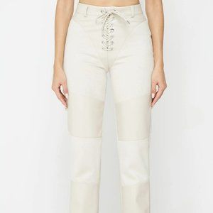 Vegan Leather and Suede Lace Up Trousers